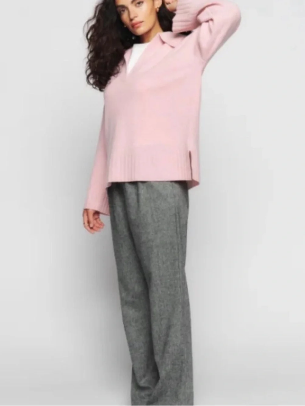 Reformation Light Pink V-Neck Sweater